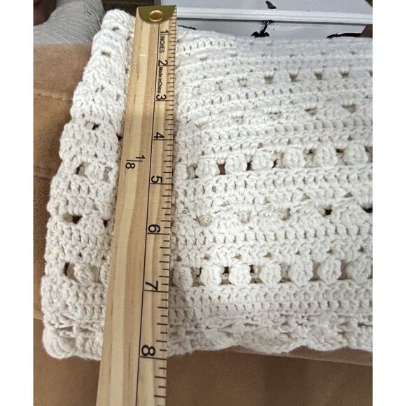 American Eagle Outfitters Crochet Tank Top Crop Y2K Beige Medium Boho Size Xs - Picture 3 of 5